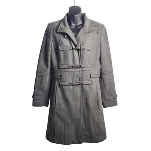 Hilary Radley Women's Gray Wool Metal Button Jacket Pea Coat Size 8